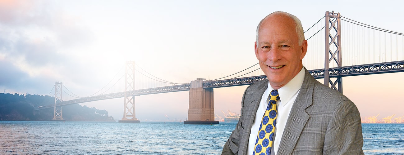 Hero Banner - Picture of Stephen Fuerch over the San Francisco–Oakland Bay Bridge
